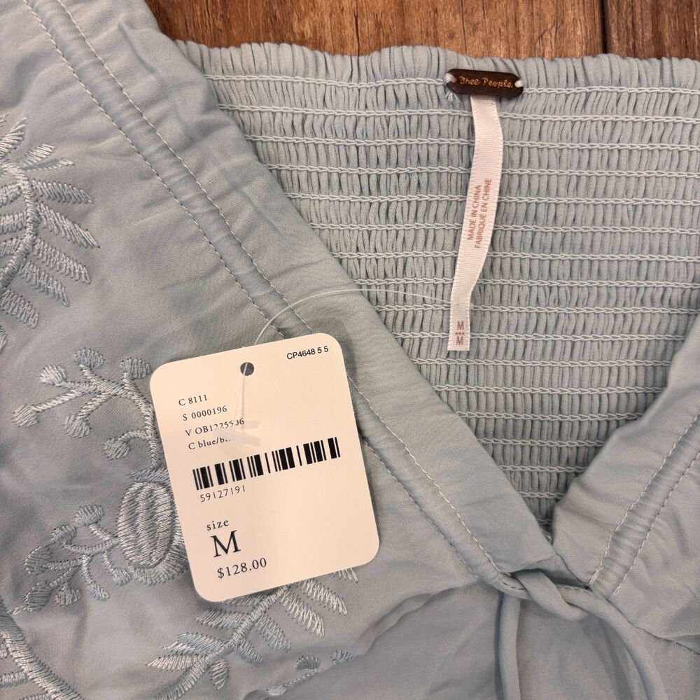 NWT Free People Veronica Embroidered Top Baby Blue Women's Size M $128 SOLD OUT - Picture 3 of 7